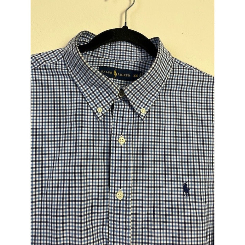 Ralph Lauren 2XL Blue Checkered Button Down Long Sleeve Shirt‎